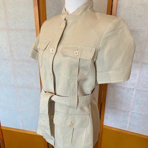 Calvin Klein Mandarin Collar/Safari Style Khaki Jacket - Size 4